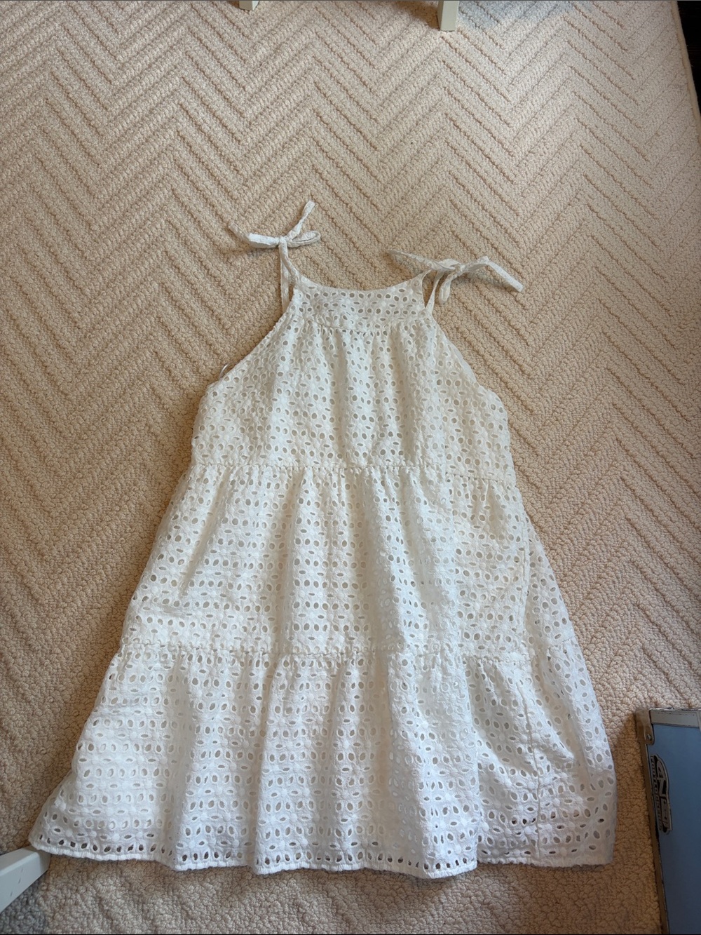 Zara White Eyelet Tie-Shoulder Sundress